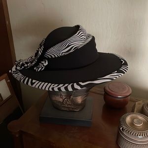 Black and white zebra look hat